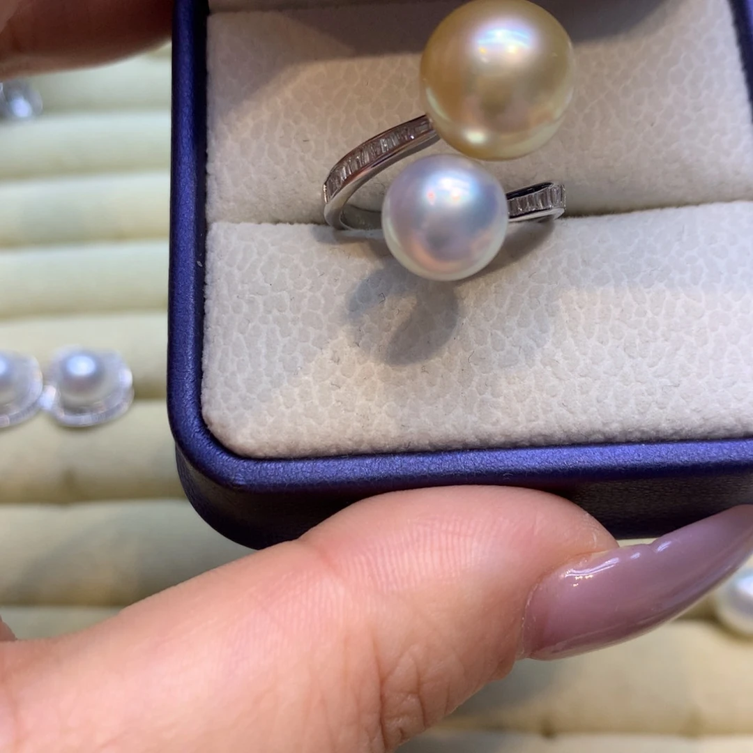 银S925镶嵌戒指海水珍珠