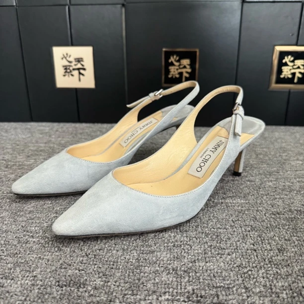 95新 JIMMY CHOO/吉米周 麂皮绑带高跟鞋35.5码ysc3274