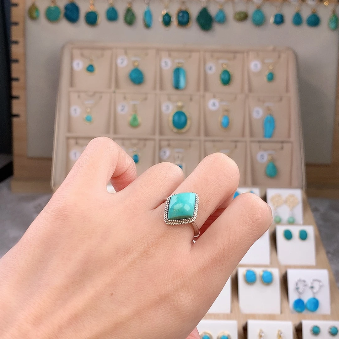 绿松石银S925镶嵌戒指