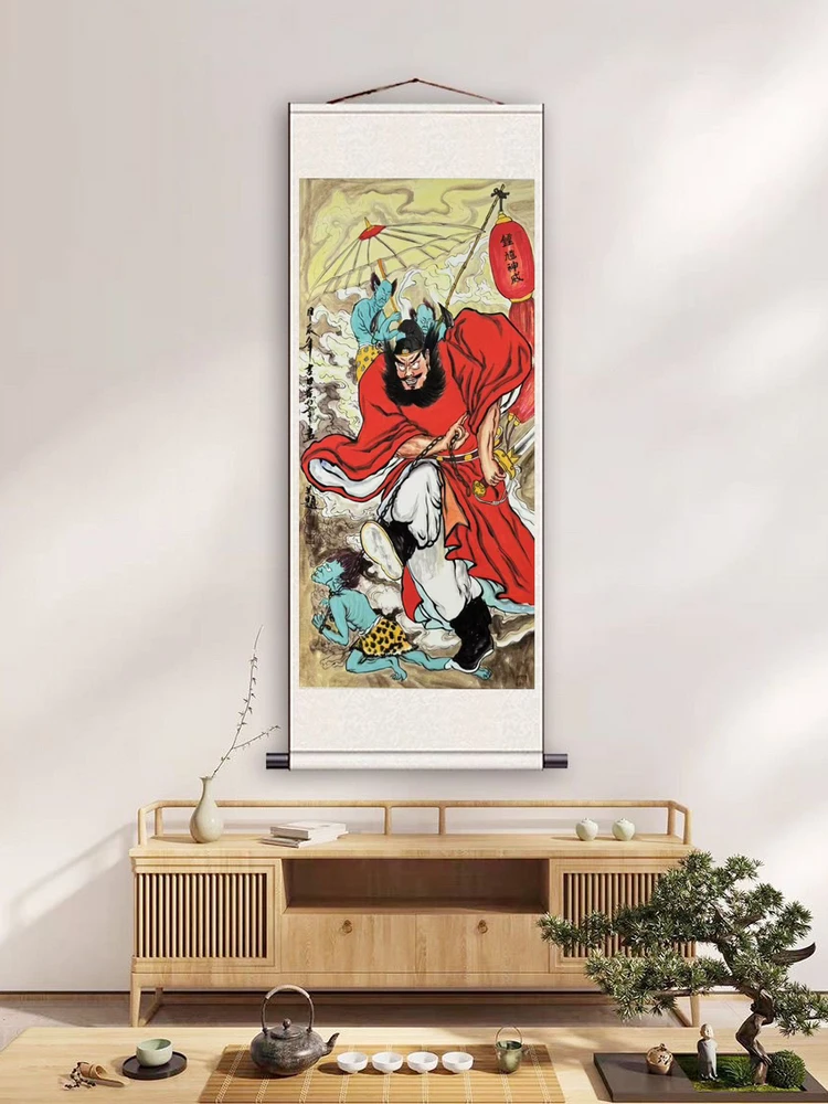 包邮《钟馗神威》中堂画玄关画艺术装饰画软装裱包邮