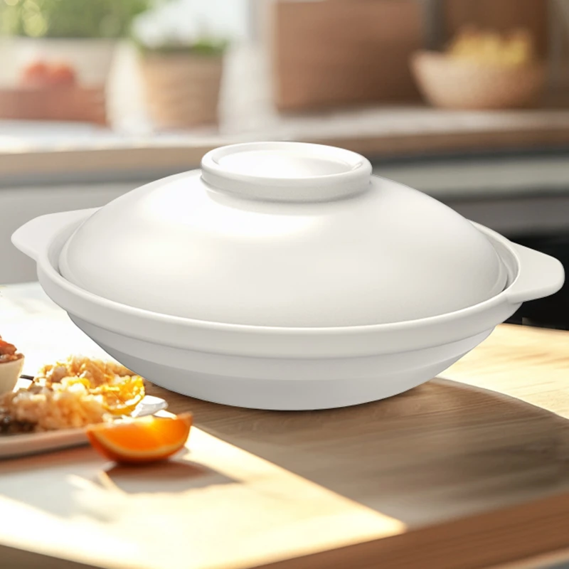 柚米一粒白色陶瓷浅锅煲仔饭啫啫煲炖锅焖煲明火耐高温家用