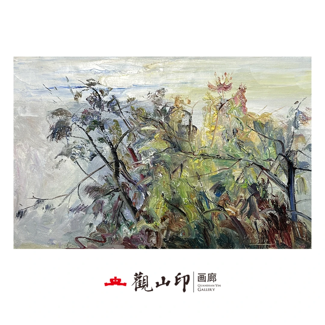 L原创手绘风景油画59x39cm抽象作品8908