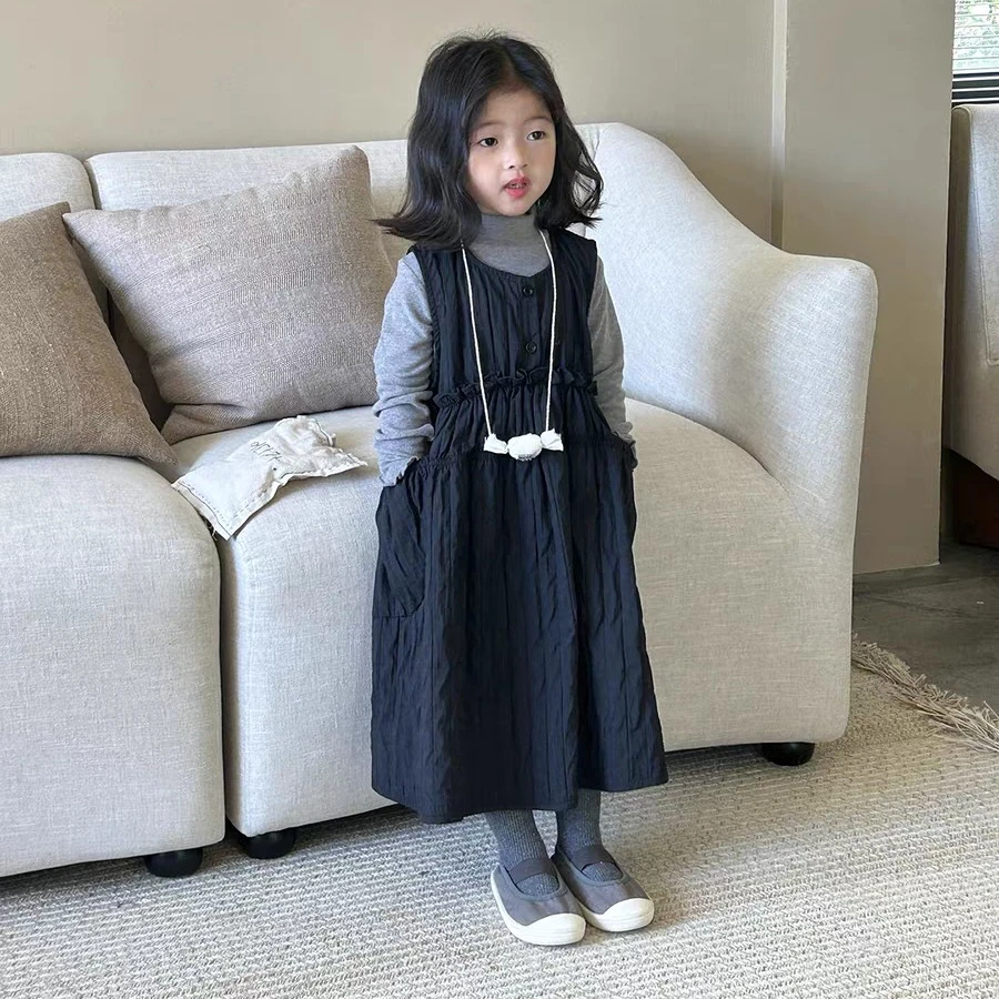 女童韩系背心裙秋装新款韩版洋气儿童T恤宽松连衣裙套装宝宝秋季