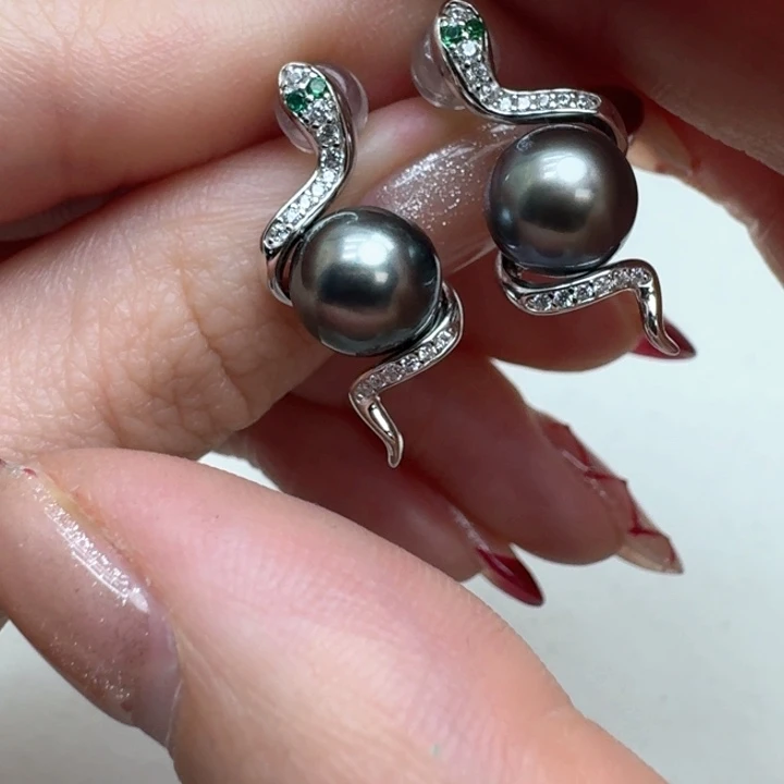海水珍珠耳饰银S925镶嵌