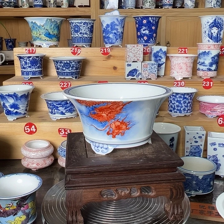 禅***味墨奈手绘陶瓷花盆