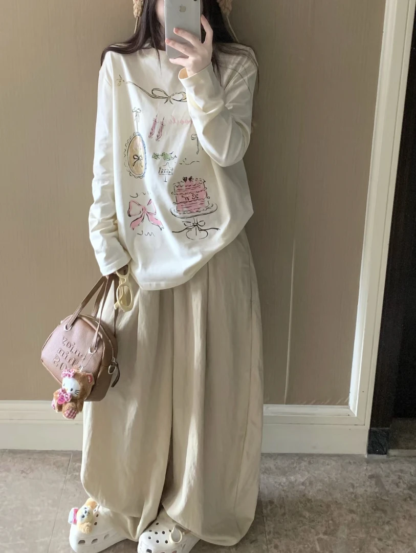 秋冬新款打底内搭洋气白色长袖t恤女中长款时尚感卫衣女ins风百搭