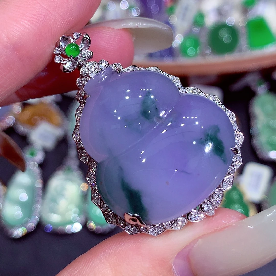 翡翠18K金镶嵌吊坠(不含链)