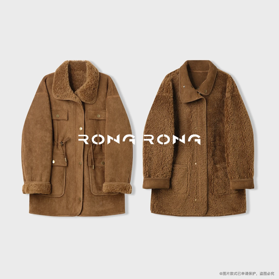 溶溶【高奢限定系列)】RONGRONG 100绵羊毛颗粒绒双穿外套MYJS6252