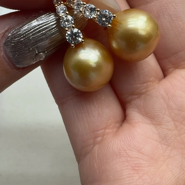 海水珍珠耳饰银S925镶嵌