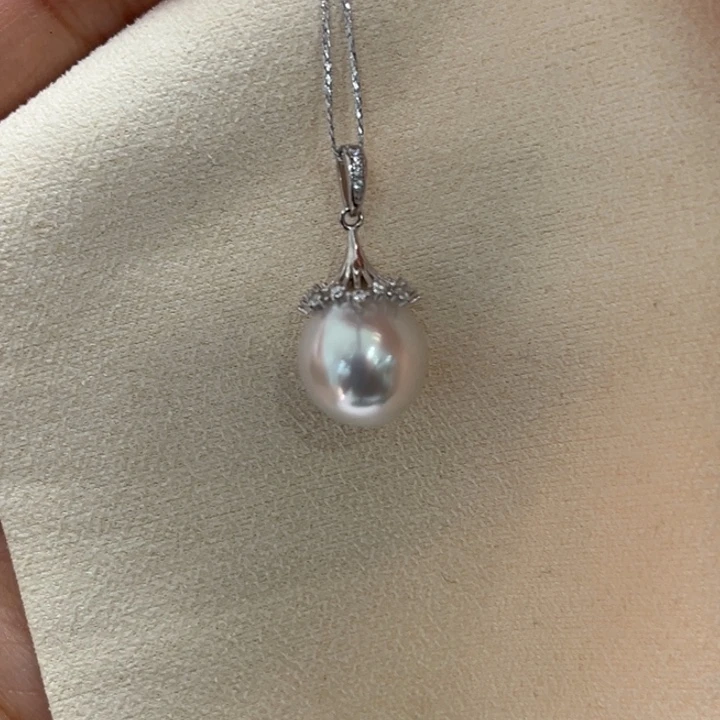 吊坠(不含链)银S925镶嵌海水珍珠11mm58号