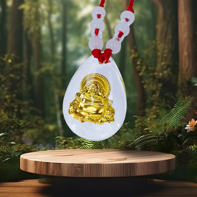 合金仿水晶吊坠 弥勒佛时尚百搭吊坠