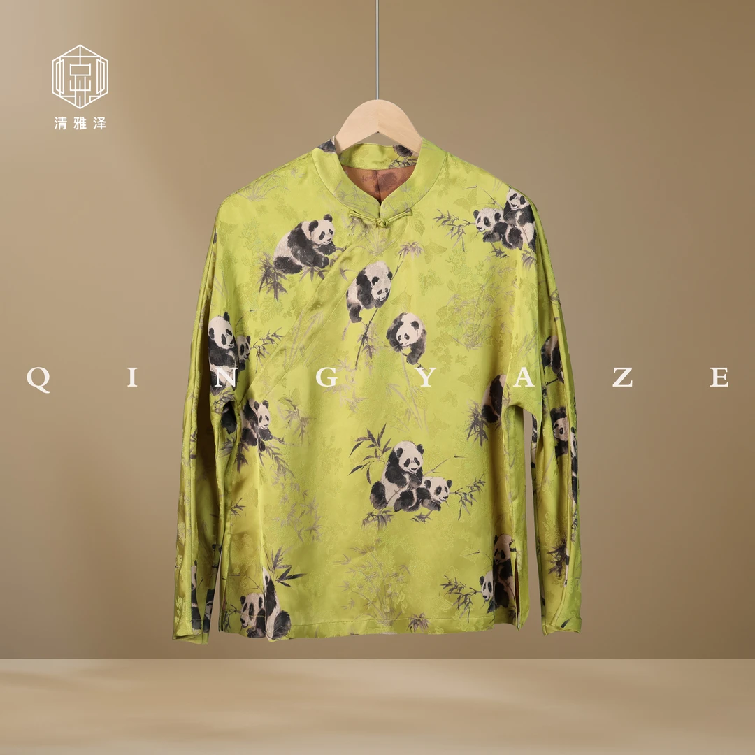 玉竹熊猫！人丝提花新中式上衣！GZ4416