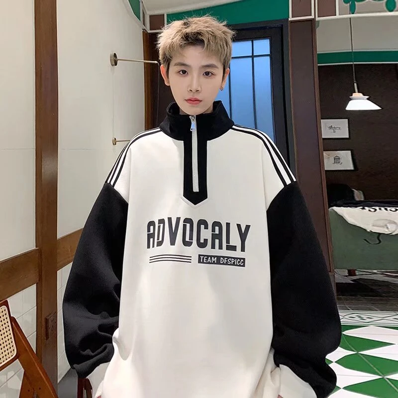 春季新款菠萝格卫衣男港风潮牌宽松百搭套头衣服青少年高级感外套