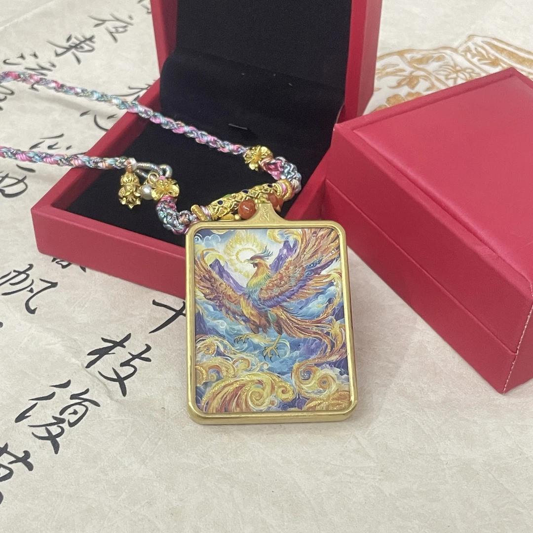 【IU珠宝】青海热贡手绘唐卡凤凰凤舞九天套装盒