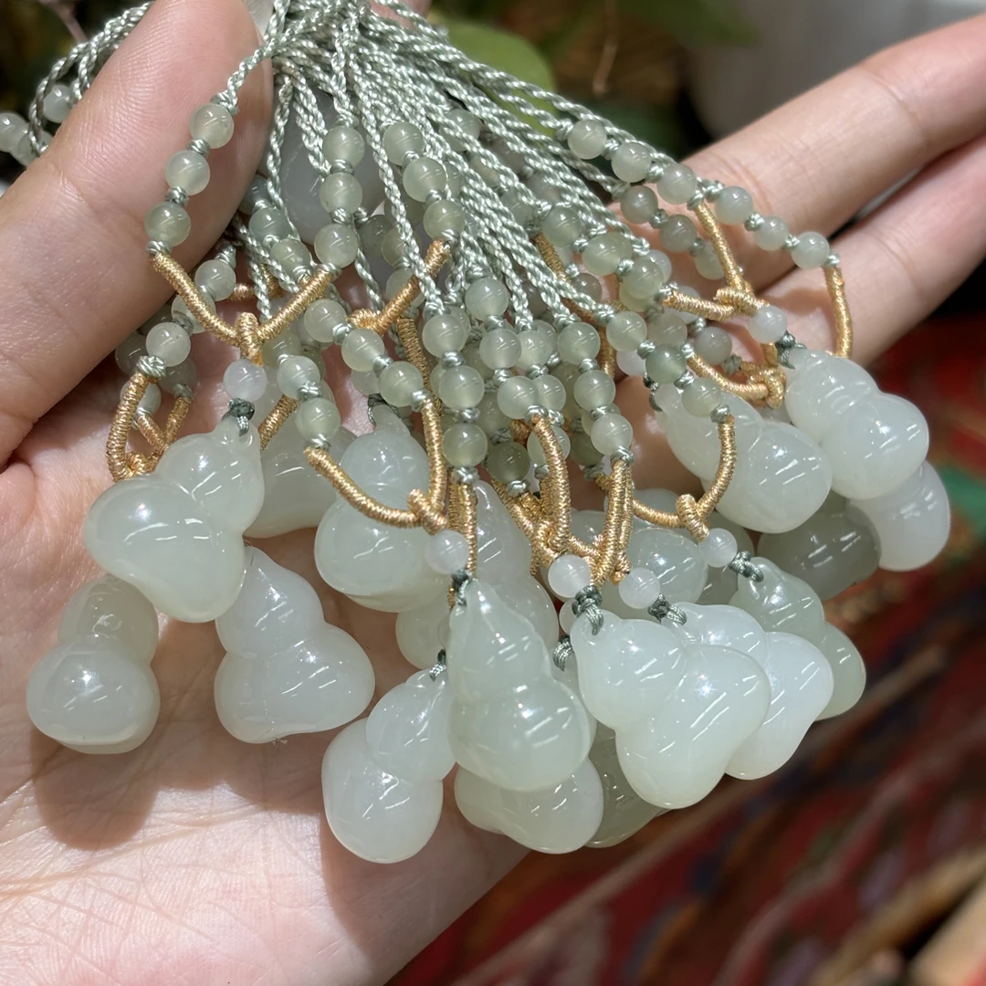 123009wm 和田玉青海料葫芦吊坠挂件 约18.7*15.4mm 多样性发其一