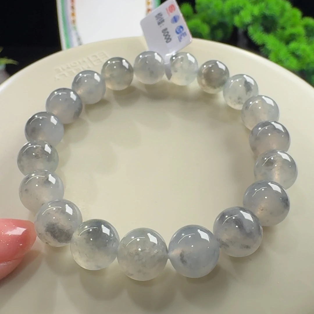 翡翠未镶嵌手链冰咖色乌鸡飘花单圈卡10mm