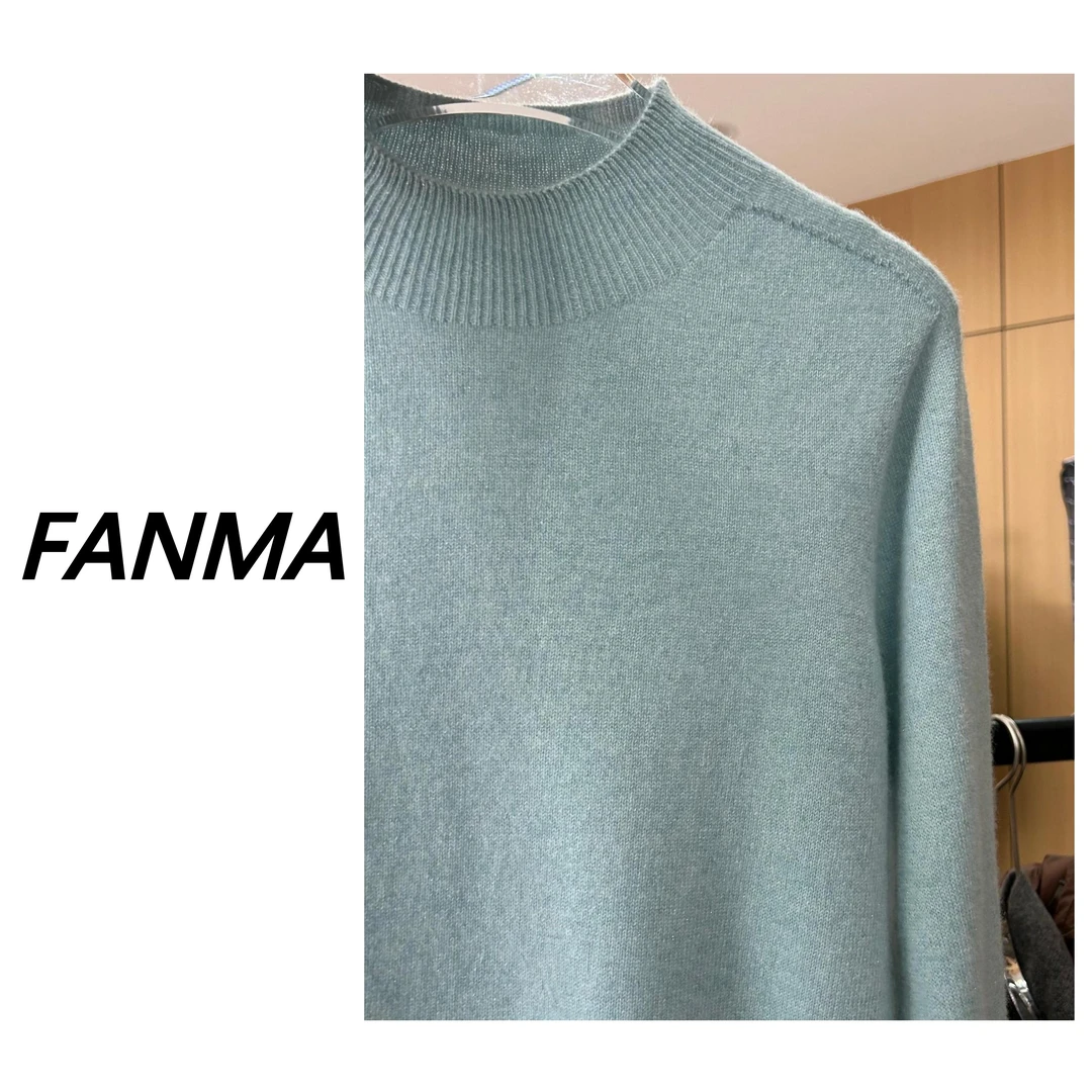 #山羊绒# 金银丝设计半高领女士羊绒衫 秋冬保暖针织衫 F398-1033