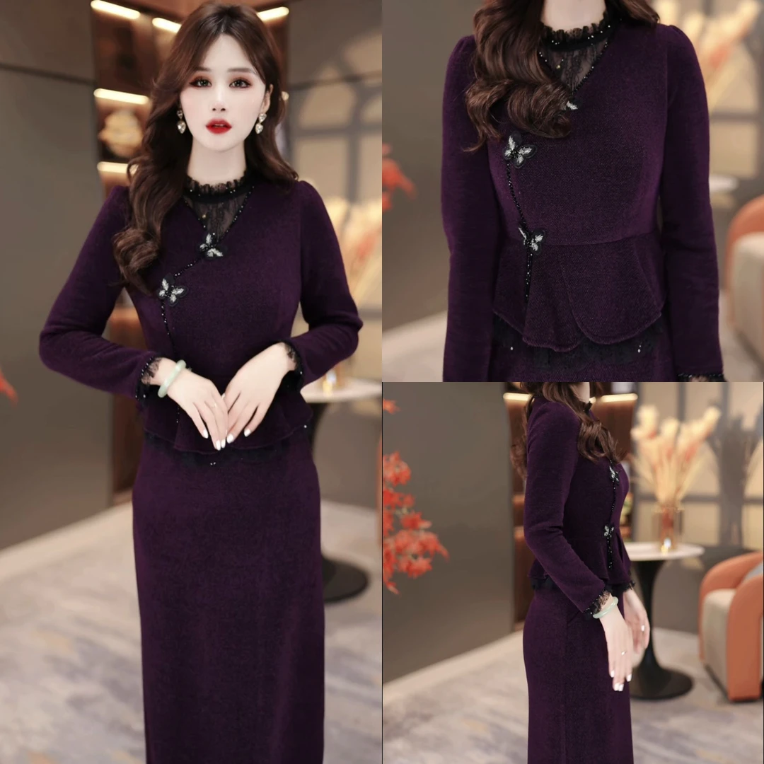 冬季显瘦连衣裙2025新款显瘦修身气韩版遮肚打底裙子MY25K3896