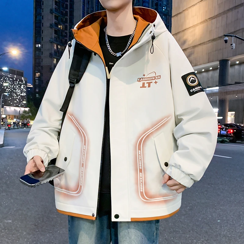 连帽保暖秋季青少年休闲连帽夹克青少年帅气男装学生