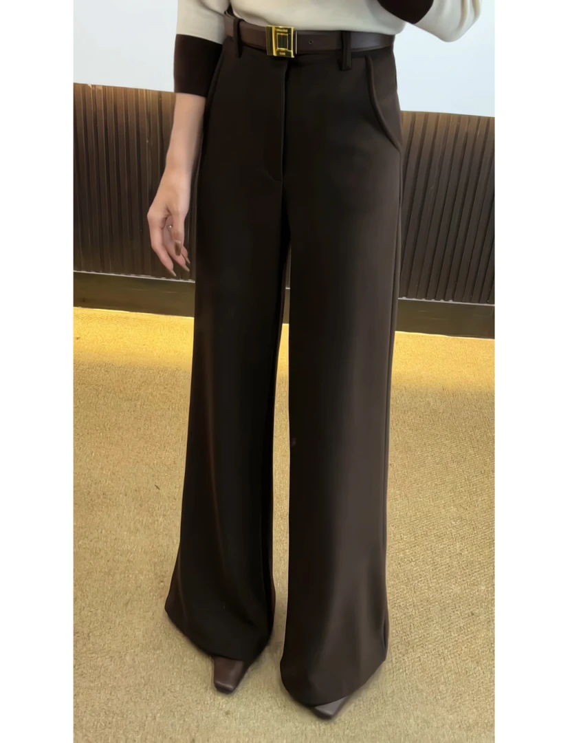 【LIUER】2025冬季加绒高腰显瘦高级垂感西装直筒阔腿裤女（配腰带）