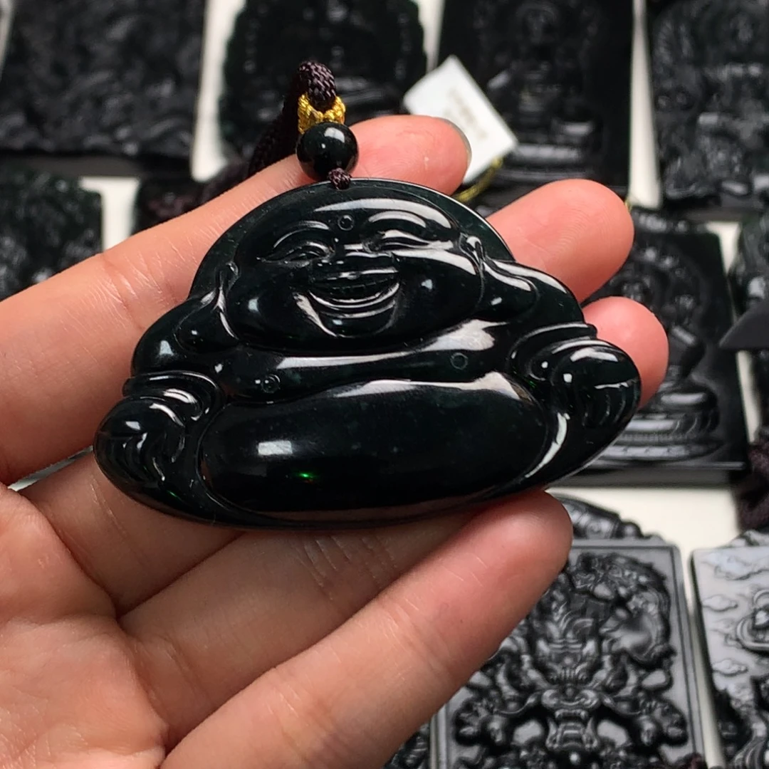 翡翠未镶嵌颈饰天然缅甸a货钢琴黑挂件