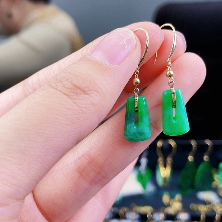 翡翠耳饰18K金镶嵌饰品