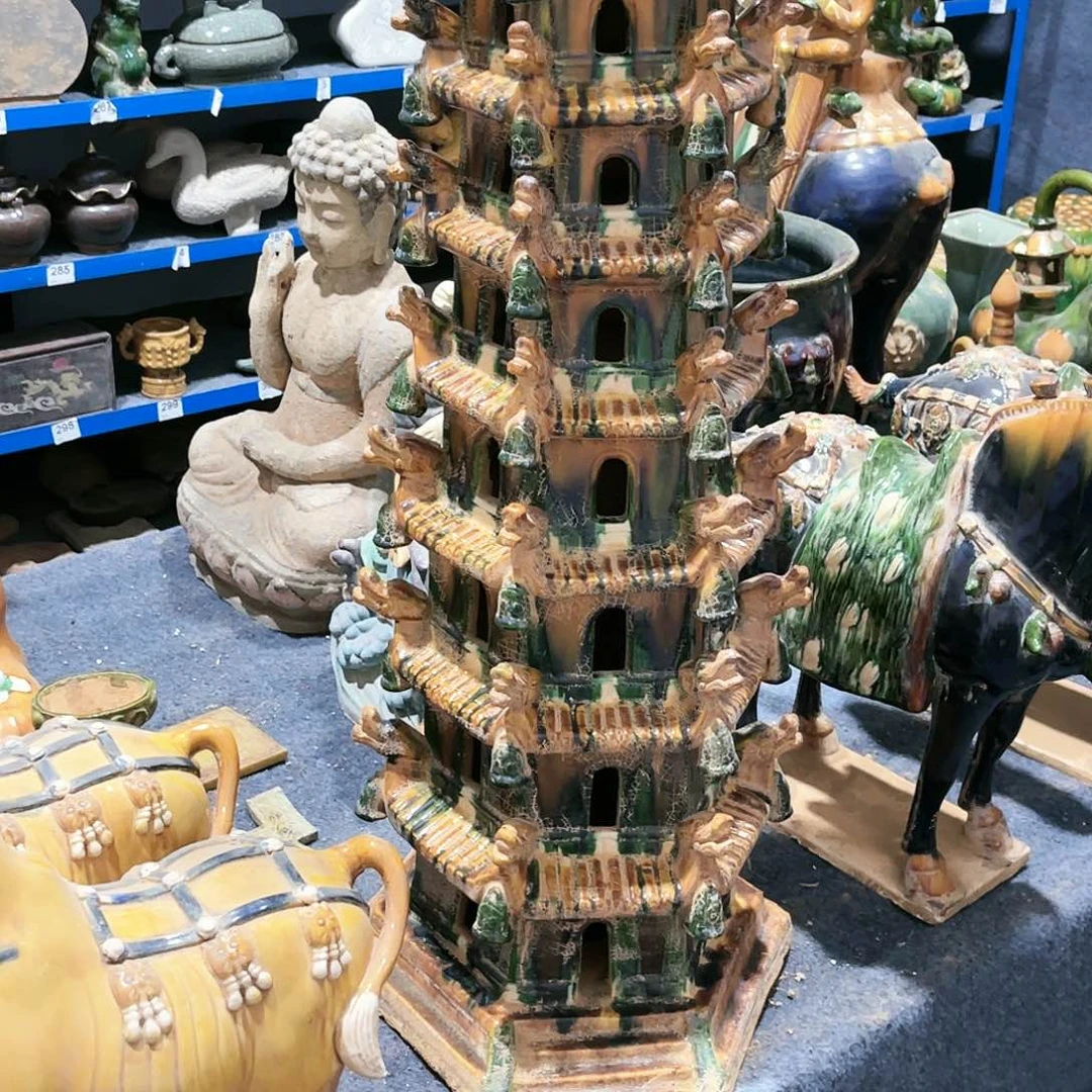 瓦当摆件摆件茶桌茶台陶瓷标*