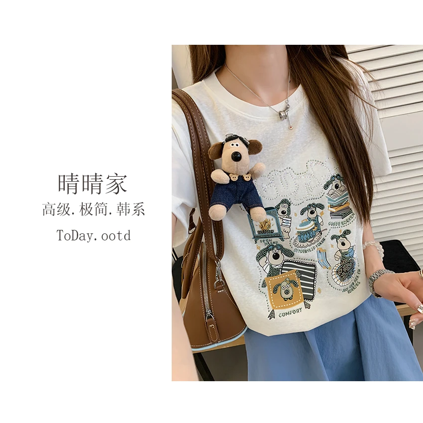 晴晴家 -【立体狗狗】夏季韩系百搭时尚重工可爱风玩具T恤6065