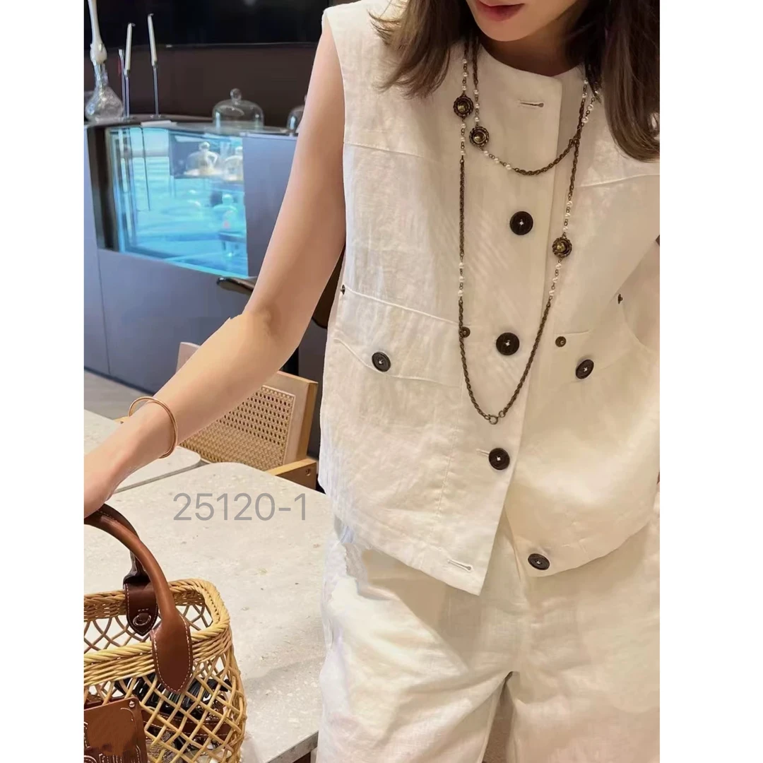 25120-1  SANFAN  新款老钱风气质无袖马甲阔腿裤两件套