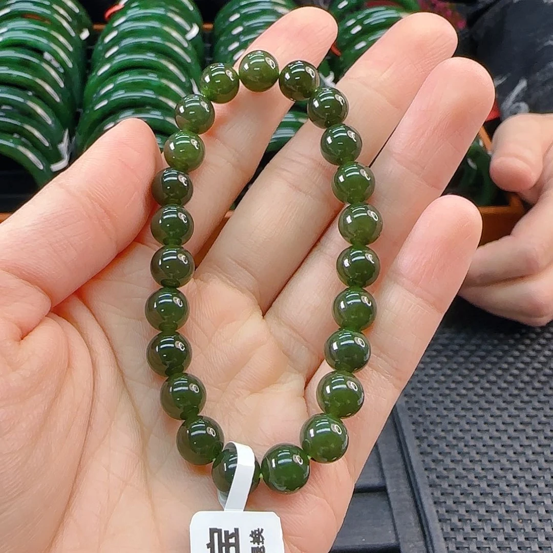 未镶嵌手串和田玉碧玉手串卡8辣