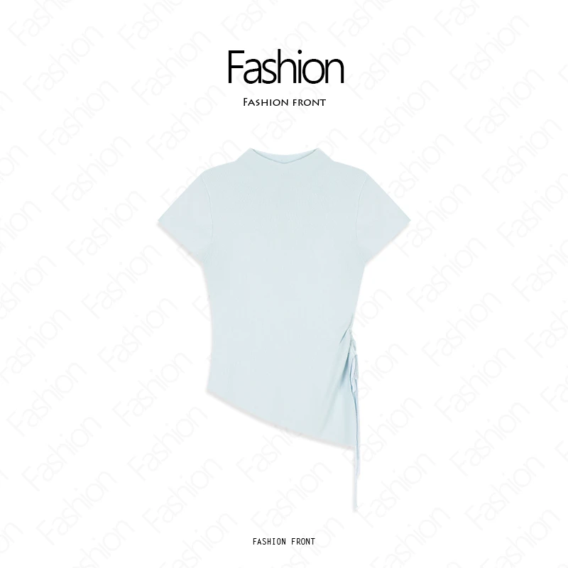 纯色镂空通勤立领褶皱女毛针织衫圆领修身气质公主风KK-1117