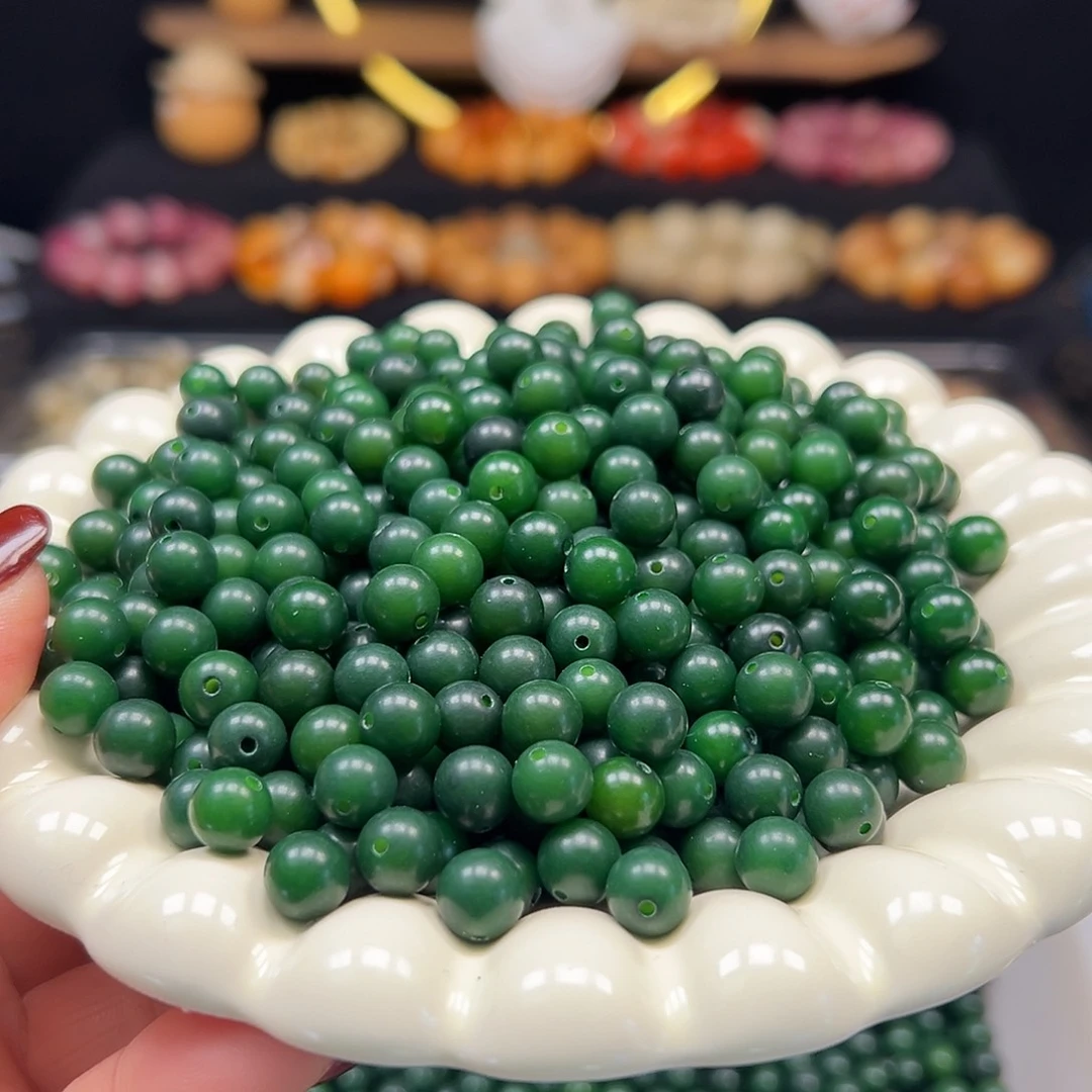 菩提根/象牙果手串卡8祖母绿圆500颗