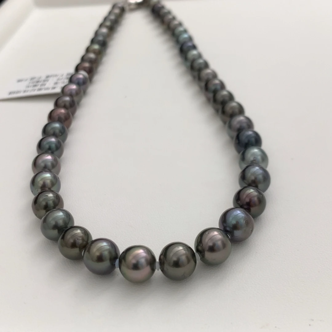 海水珍珠未镶嵌颈饰8-8.9mm铂金灰项链