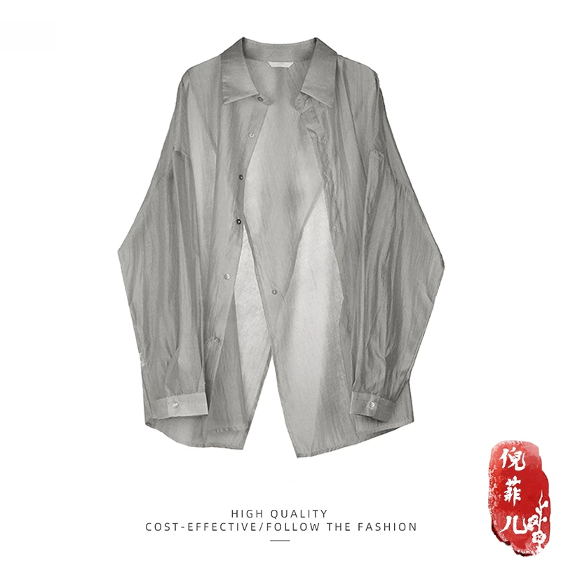 雪纺衬衫上衣女2025年夏季新款大码穿搭后背开叉设计感宽松防晒衣