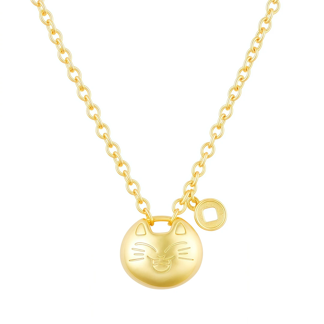 黄铜项链 ZB狮贡原创宝古法小胖福锁包时尚颈饰正品生日礼物