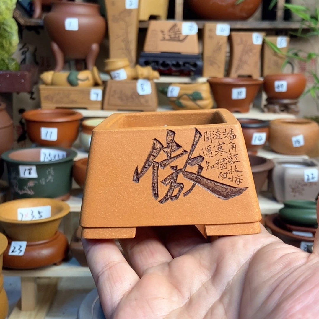 紫砂花盆国工助力，王明莉全手工，内口经6×4