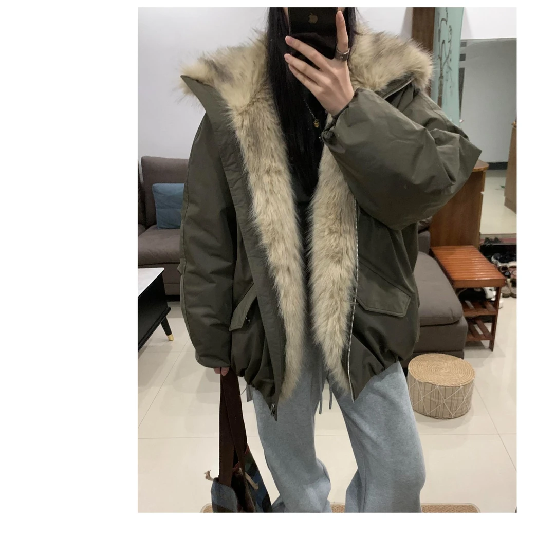 花苞巴恩风棉服女2025冬季新款工装复古派克服加绒厚韩系棉袄外套