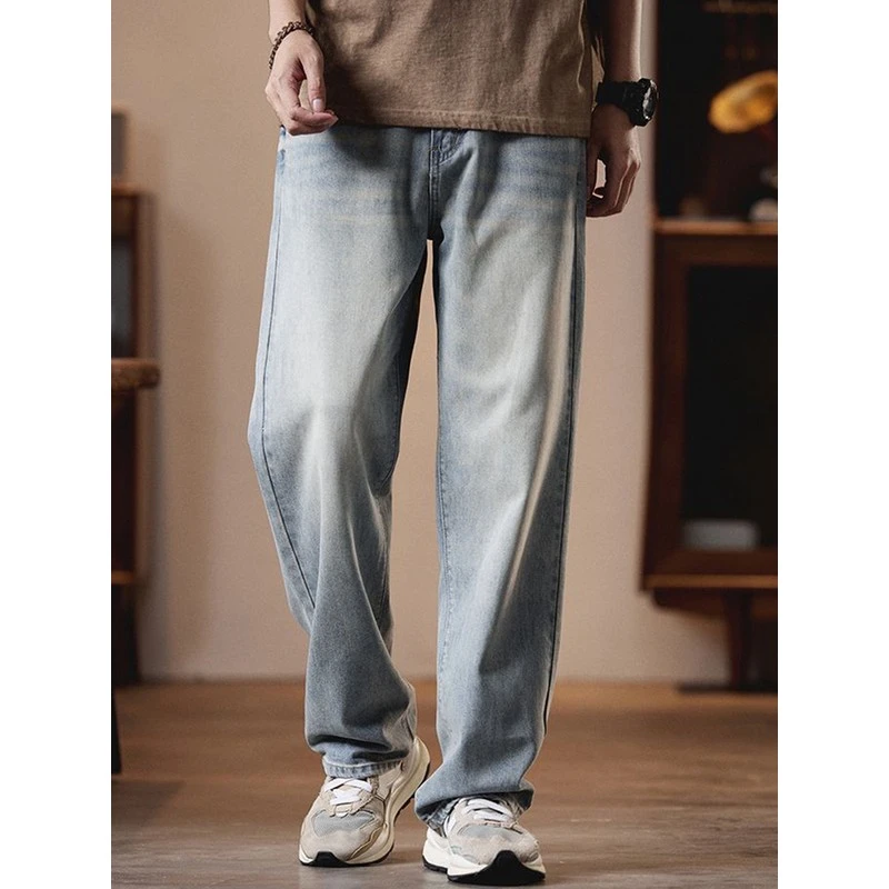 DeweLvum匠心制作！一眼就爱上!新款潮流复古休闲宽松直筒牛仔裤男