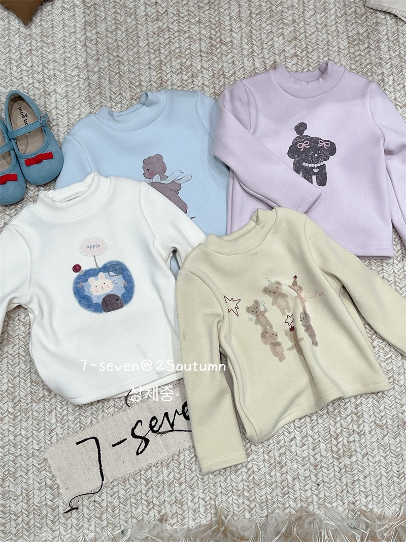 7Seven·25冬~卡通动物加绒打底衫1301（童装汉服）杏 粉