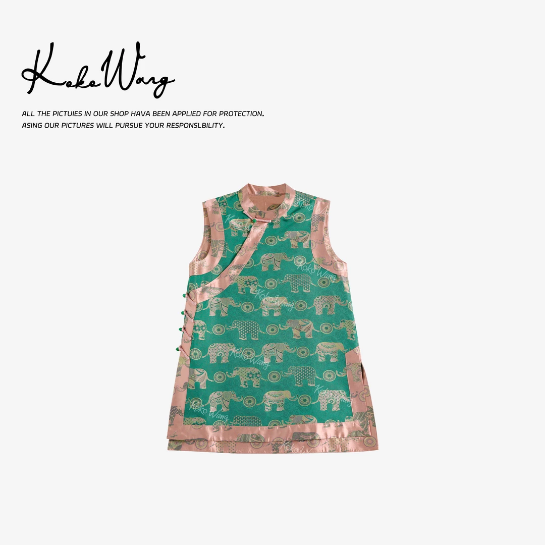 KOKOWANG 高端38姆米桑蚕丝祥云宝象提花旗袍连衣裙560685F09Q44