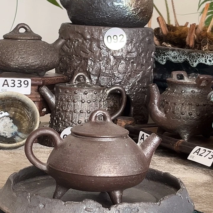 非比柴烧侘寂风三足壶柴烧柴烧