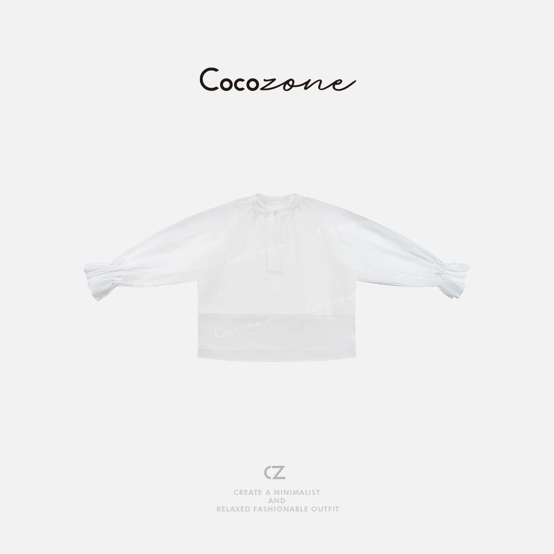 COCO ZONE刘一一 【100苎麻】舒适透气V领带扣衬衣 CD1A0636