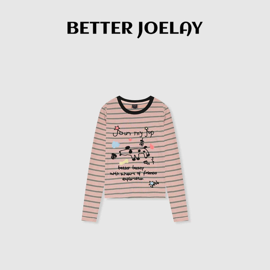 BETTER JOELAY-【可爱线条】时尚百搭条纹简约ins风T恤长袖KH1207