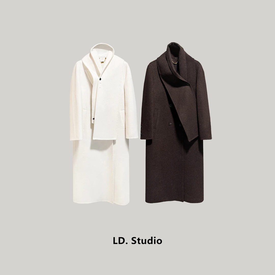 【街头风】秋冬澳洲羊毛高端款正肩长款山羊绒大衣女外套LDW1922