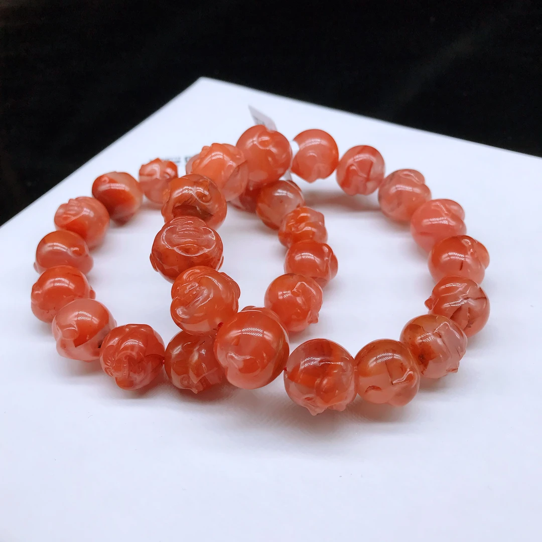 【领源】南红雕刻佛头气质手串【多样式发其一】