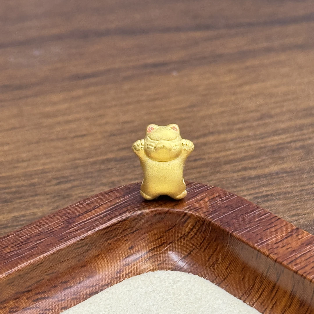 水贝黄金足金999躺平小猫通孔DP2216