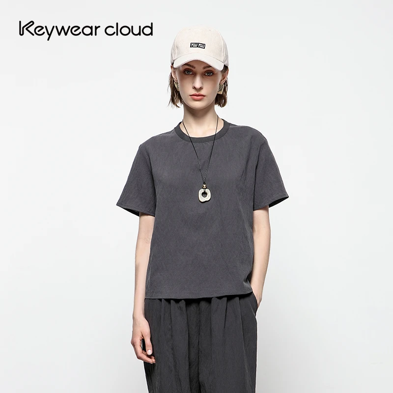 Keywearcloud奇威桑蚕丝简约通勤风短袖小衫