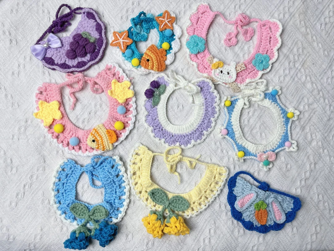 手工针织猫咪狗狗通用可爱围脖宠物口水巾装饰品