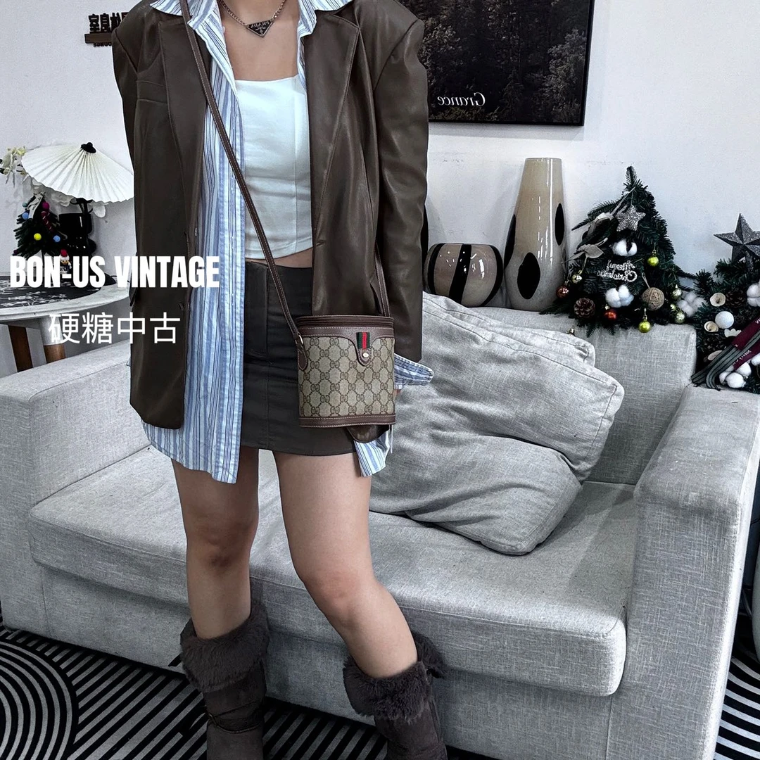 95新 GUCCI/古驰 617792/OP系列小号化妆盒包配皮换新