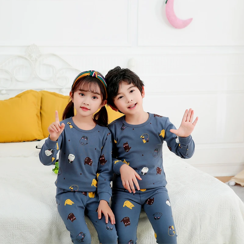 2-15岁儿童纯棉内衣套装中大童秋衣秋裤棉毛衫男女童薄款长袖睡衣